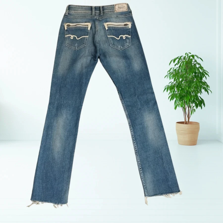 Kaporal suede model jeans - slim fit destroy - low waist - stretchy - light blue - Size 36 – photo 9